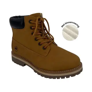 Hitman Schoenen Decarsz® - Heren Schoenen - Laarzen Heren - Veterboots - Gevoerde Binnenzijde - Wandelschoenen Voor Heren - Camel - Maat 43