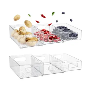 Xivada Koelkast Organizer - 6x - Keukenkast Organizers Opbergbak - Doorzichtige Koelkast Bakjes
