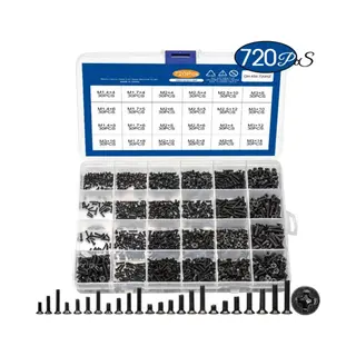 DW4Trading Assortimentsdoos Kleine Schroeven Verzonken Kop M1, 4 T/m M3 - Laptopschroef - Metrisch - 720 Delig