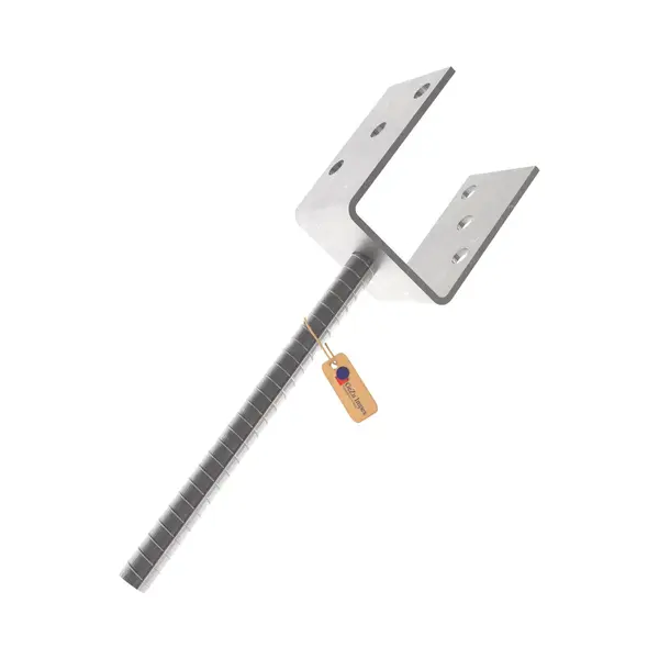 GeZu Impex Instortanker U Paalhouder 91 × 300 × 60 Mm – 4 Mm Verzinkte U-steun Met Geribbelde Pin thumbnail