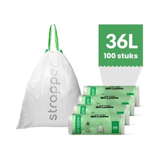 Strapper 100 Afvalzakken Groen - Geschikt Voor Brabantia Met Code R En Homra Nexo - 36 Liter