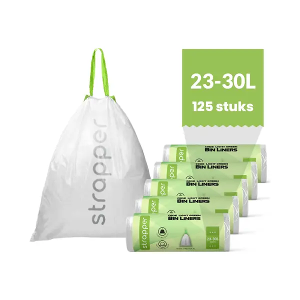 Strapper 125 Afvalzakken Lichtgroen - Geschikt Voor Brabantia En Simplehuman - 23-30 Liter thumbnail