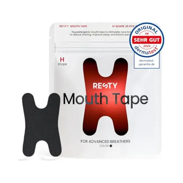 Resty® Advanced H-Shape Sleeptape Mundpflaster - 36 Stück, Anti Schnarch Mouth Tape Für Besser Schlafen, Nasenatmung, Schnarchstopper Hilfsmittel thumbnail