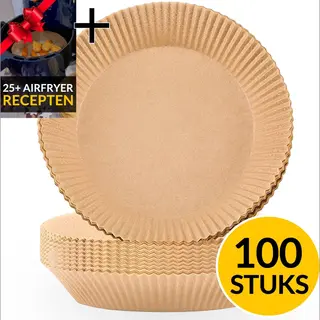 Beyeza Airfryer Xl En Xxl Bakpapier - 100 Stuks - Airfryer Accessoires - Wegwerpbakjes - Papier Bakjes - 20 Tot 23 Cm