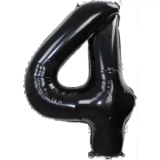 Jumada Folie Ballon L 75cm Met Opblaasrietje - Cijfer 4 Zwart - 4 Jaar Folieballon - 1 Meter Groot Met Rietje - Mixen Met Andere Cijfers En/of Kleuren Binnen