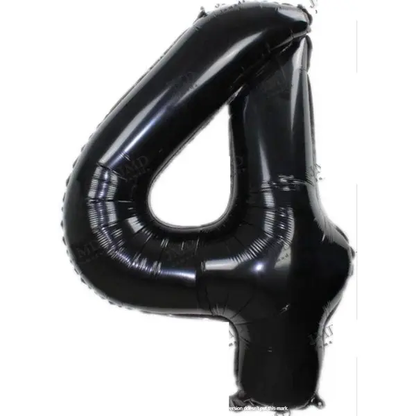 Jumada Folie Ballon L 75cm Met Opblaasrietje - Cijfer 4 Zwart - 4 Jaar Folieballon - 1 Meter Groot Met Rietje - Mixen Met Andere Cijfers En/of Kleuren Binnen thumbnail