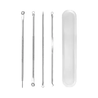 Jumada's - Mee-eters Verwijderen, Professionele Kit Met 4 Luxe Puisten Lepels & Zilveren Mee-Eter Lepel - Acne Set