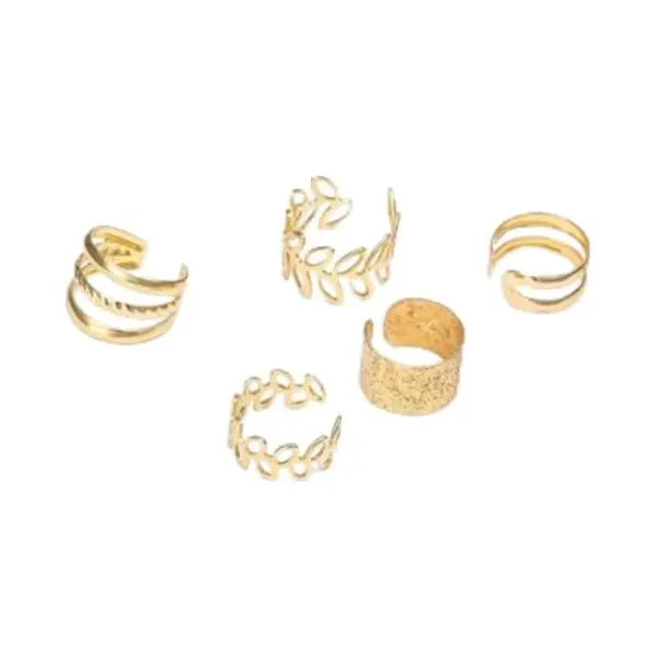 Jumada's - 5-delige Set - Gouden Fake Helix Piercings - Klem Oorbellen Oorpiercings - Nep Helix Ringetjes - Gemaakt Van Metaal thumbnail