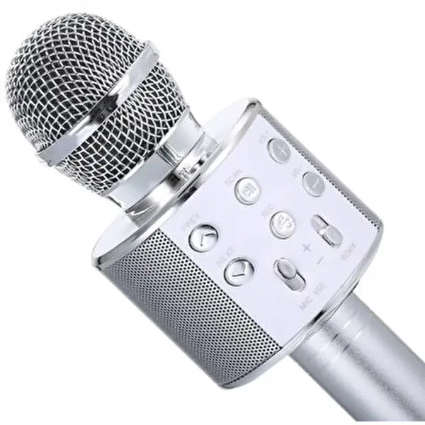 Jumada's - Karaokemicrofoon - Ingebouwde Luidspreker - Feestmicrofoon - Zilver thumbnail
