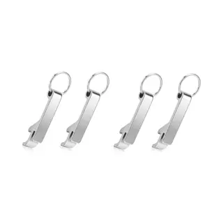 Knaak Flesopener Sleutelhanger - 4 Stuks - Zilver - Bieropener