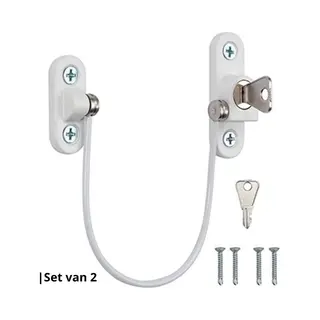 Knaak Set Van 2 Raambegrenzer - Raambeveiliging - Veiligheidsslot - Metaal - Kinderslot - Wit