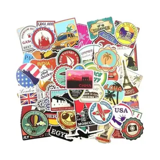 Knaak Mix Van 100 Stickers - Thema Is Reizen En Landen - Laptop Of Koffer Stickers - 100 Stuks
