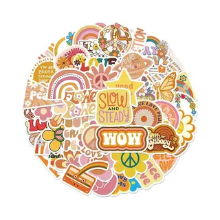 Knaak Hippie Stickers - Laptopstickers - Jaren 70 Stickers - 50 Stuks - Watervaste Stickers - Peace