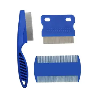 Knaak Luizenkam 3-delige Set - Vlooienkam Voor Dieren - Blauw - Rvs - Kattenkam - Hondenkam - Compact