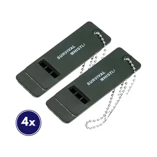 Knaak Noodfluit - Survival Whistle - Noodpakket - 3 Tonen - Sos Fluitje Met Sleutelhanger - 4 Stuks