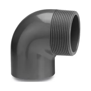 PoolPlaza Pvc Knie 90 Graden - Lijm/buitendraad - 10 Bar (PN10) | 50 X 2" Mm