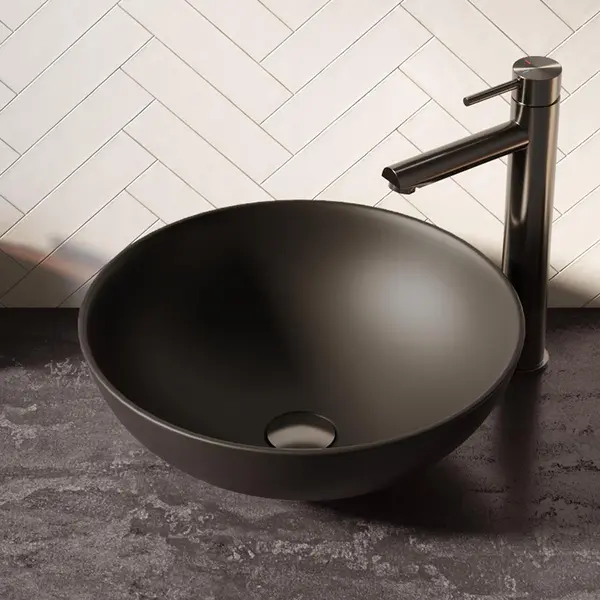 Brauer Bowl Waskom - Rond - 40 Cm - Keramiek - Mat - Zwart thumbnail