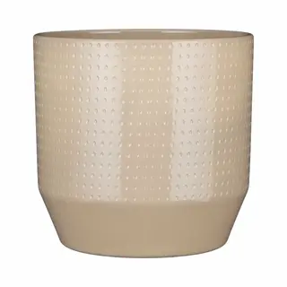 Mica Decorations Bloempot Model Nola - Beige - D27 X H26 Cm - Relief Dots
