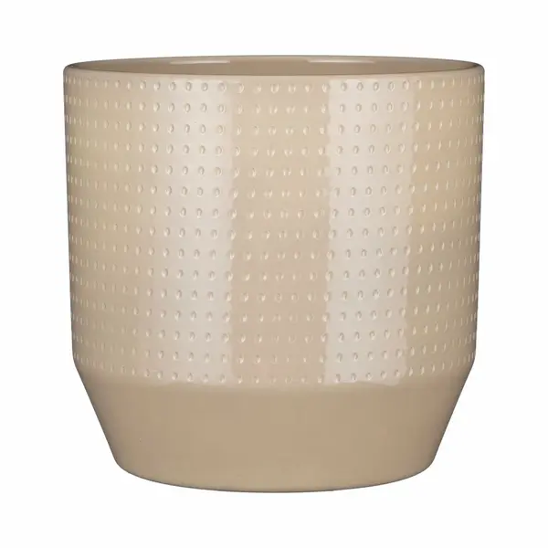 Mica Decorations Bloempot Model Nola - Beige - D27 X H26 Cm - Relief Dots thumbnail