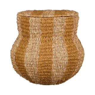 Mica Decorations Tacoma Opbergmand Met Deksel - H47 XØ50 Cm - Jute - Geel