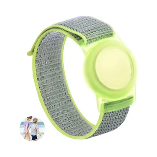Premium Armband Geschikt Voor Apple AirTag Voor Kinderen Met Klittenband Sluiting Geel | AirTag-sleutelhanger Hoesje Kind | Polsband Gps Horloge Kind
