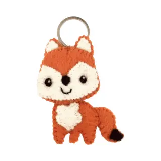 Luna-Leena Duurzame Vos Sleutelhanger - Tas Bedel - Plat - Oranje - Vilt Wol - Handgemaakt In Nepal - Love - Kinder Cadeau - Kerstcadeau - Fox