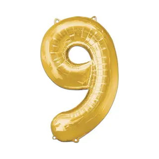 Q2P Cijfer Ballonnen Ballon Cijfer 9 Verjaardag Versiering Feest Helium Ballonnen Cijferballon Folieballon Goud Xl Formaat