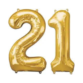 Q2P Cijfer Ballonnen Ballon Cijfer 21 Verjaardag Versiering Feest Helium Ballonnen Cijferballon Folieballon Goud Xl Formaat