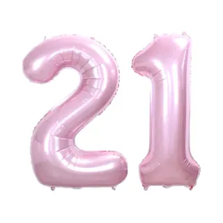 Q2P Ballon Cijfer 21 Jaar Roze Verjaardag Versiering Cijfer Helium Ballonnen Roze Feest Versiering 86 Cm Met Rietje