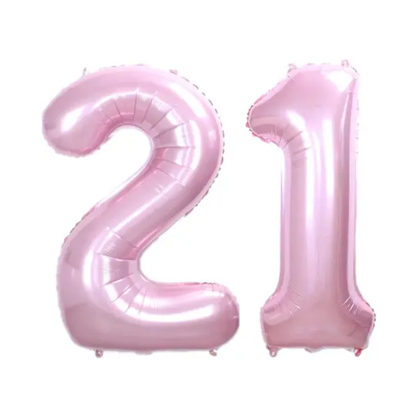 Q2P Ballon Cijfer 21 Jaar Roze Verjaardag Versiering Cijfer Helium Ballonnen Roze Feest Versiering 86 Cm Met Rietje thumbnail