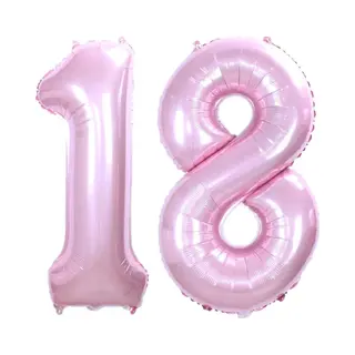 Q2P Ballon Cijfer 18 Jaar Roze Verjaardag Versiering Cijfer Helium Ballonnen Roze Feest Versiering 70 Cm Met Rietje