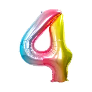 Q2P Ballon Cijfer 4 Jaar Regenboog Verjaardag Versiering Cijfer Helium Ballonnen Regenboog Feest Versiering 70 Cm Met Rietje