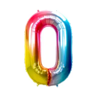 Q2P Ballon Cijfer 0 Jaar Regenboog Verjaardag Versiering Cijfer Helium Ballonnen Regenboog Feest Versiering 70 Cm Met Rietje