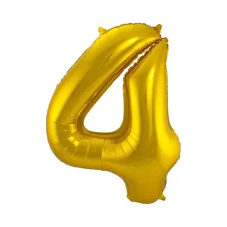 Q2P Ballon Cijfer 4 Jaar Goud 36Cm Verjaardag Feestversiering Met Rietje