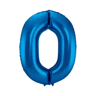 Q2P Ballon Cijfer 0 Jaar Blauw 36Cm Verjaardag Feestversiering Met Rietje