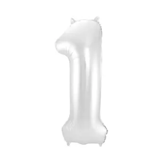 Q2P Ballon Cijfer 1 Jaar Zilver 36Cm Verjaardag Feestversiering Met Rietje