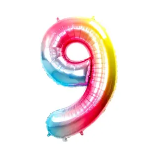 Q2P Ballon Cijfer 9 Jaar Regenboog Verjaardag Versiering Cijfer Helium Ballonnen Regenboog Feest Versiering 36 Cm Met Rietje