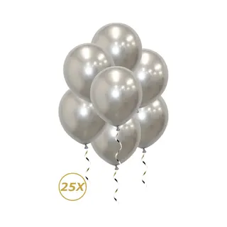 Q2P Zilveren Helium Ballonnen 2024 Nye Verjaardag Versiering Feest Versiering Ballon Chrome Zilver Luxe Decoratie - 25 Stuks