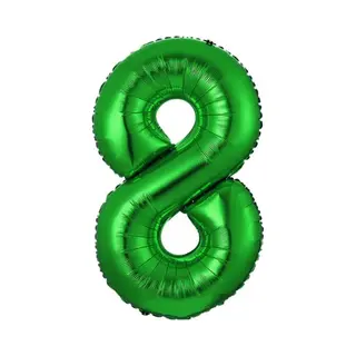 Q2P Ballon Cijfer 8 Jaar Groen Folie Ballon Verjaardag Versiering Cijfer Ballonnen Feest Versiering Met Rietje - 36Cm
