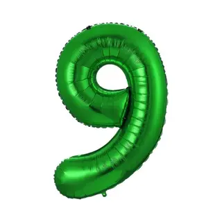Q2P Ballon Cijfer 9 Jaar Groen Folie Ballon Verjaardag Versiering Cijfer Ballonnen Feest Versiering Met Rietje - 36Cm