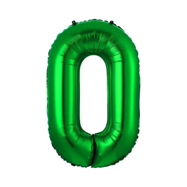 Q2P Ballon Cijfer 0 Jaar Groen Folie Ballon Verjaardag Versiering Cijfer Ballonnen Feest Versiering Met Rietje - 36Cm thumbnail