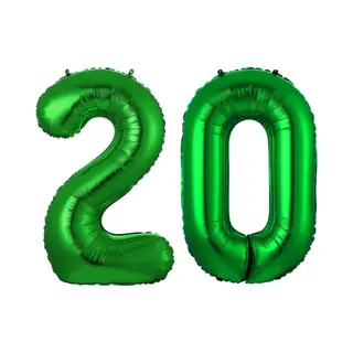 Q2P Ballon Cijfer 20 Jaar Groen Helium Ballonnen Verjaardag Versiering Cijfer Ballonnen Feest Versiering Met Rietje - 86Cm