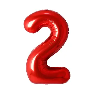 Q2P Ballon Cijfer 2 Jaar Rood Helium Ballonnen Verjaardag Versiering Cijfer Ballonnen Feest Versiering Met Rietje - 86Cm