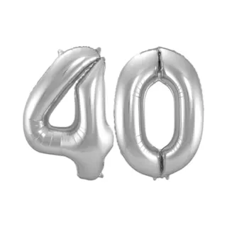 Q2P Ballon Cijfer 40 Jaar Zilver Helium Ballonnen Verjaardag Versiering Cijfer Ballon Feest Versiering Met Rietje - 86Cm