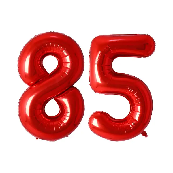 Q2P Ballon Cijfer 85 Jaar Rood Helium Ballonnen Verjaardag Versiering Cijfer Ballon Feest Versiering Met Rietje - 86Cm thumbnail