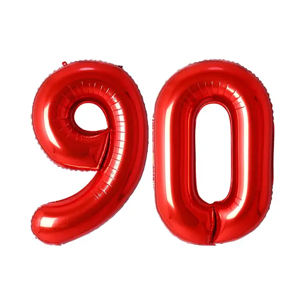 Q2P Ballon Cijfer 90 Jaar Rood Helium Ballonnen Verjaardag Versiering Cijfer Ballon Feest Versiering Met Rietje - 86Cm thumbnail