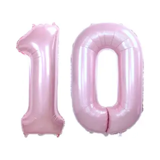 Q2P Ballon Cijfer 10 Jaar Roze Helium Ballonnen Verjaardag Versiering Cijfer Ballon Feest Versiering Met Rietje - 86Cm