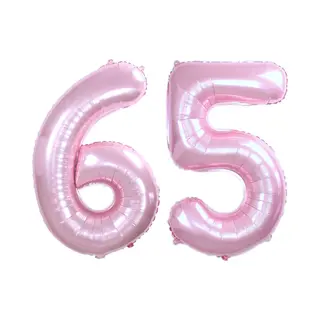 Q2P Ballon Cijfer 65 Jaar Roze Helium Ballonnen Verjaardag Versiering Cijfer Ballon Feest Versiering Met Rietje - 86Cm