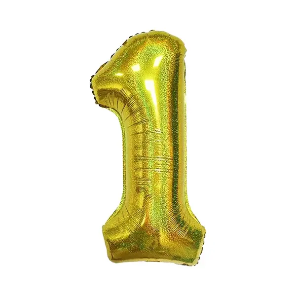 Q2P Ballon Cijfer 1 Jaar Goud Helium Ballonnen Verjaardag Versiering Gouden Feest Versiering Met Rietje Glitter - 86Cm thumbnail