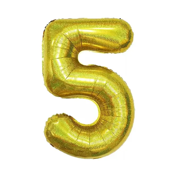Q2P Ballon Cijfer 5 Jaar Goud Helium Ballonnen Verjaardag Versiering Gouden Feest Versiering Met Rietje Glitter - 86Cm thumbnail